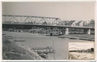 1965 Győr, Petőfi híd régen és most. photo - kis méretű régi fotó felvétel ráragasztva