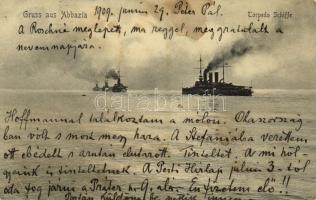 1909 Abbazia, Opatija; K.u.K. Kriegsmarine Torpedo Schiffe / Osztrák-magyar haditengerészet torpedónaszádjai / Austro-Hungarian Navy torpedo boats (Rb)