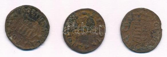 1707K-B? Rézpoltúra "II. Rákóczi Ferenc" (3x) T:3,3- Hungary 1707.? Poltura "Francis ...