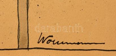 Olvashatatlan jelzéssel: Udvarlás. Tus, papír, apró szakadással, 26×20 cm