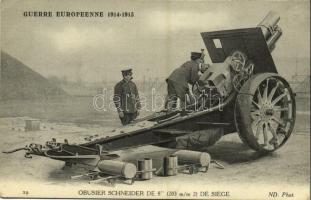 1915 Guerre Europeenne, Obusier Schneider de 8 de Siege / WWI French military, 203 mm Schneider howitzer