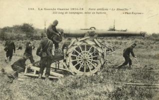 1915 La Grande Guerre, Notre artillerie Le Rimailho 155 long de campague, mise en batterie / WWI French military, artillery, cannon