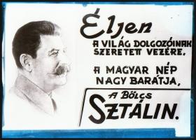cca 1950 Sztálin köszöntésére, a mozikban vetített diapozitív képek előzetes negatívja, 5 db vintage...