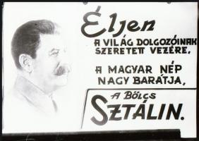 cca 1950 Sztálin köszöntésére, a mozikban vetített diapozitív képek előzetes negatívja, 5 db vintage...