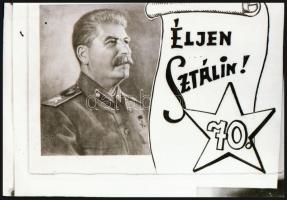 cca 1950 Sztálin köszöntésére, a mozikban vetített diapozitív képek előzetes negatívja, 5 db vintage...