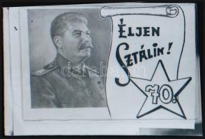 cca 1950 Sztálin köszöntésére, a mozikban vetített diapozitív képek előzetes negatívja, 5 db vintage...