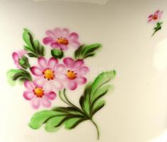 Herendi virág mintás kaspó, karmos lábakkal, kézzel festett, jelzett, apró kopásnyomokkal, m: 19 cm,...