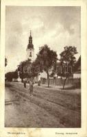 1937 Dunaegyháza, Evangélikus templom, utcakép (fl)