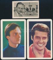 7 db színészeket ábrázoló fotó és nyomtatvány, (Domján Edit, Latinovits Zoltán, stb.), az egyik dedi...