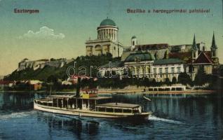 1920 Esztergom, Bazilika a hercegprímási palotával, gőzhajó