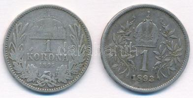 1895KB 1K Ag + Ausztria 1893. 1K Ag "Ferenc József" T:2-