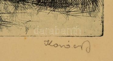 Kovács Júlia (1924-2007): Szénahordás. Rézkarc, papír, jelzett, 21×29 cm