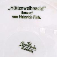 Rosenthal Hüttenweichnacht von Erik Fink, Karácsony 1928 tányér. Jelzett, hibátlan .d: 22 cm