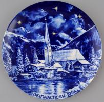 Bavaria karácsonyi dekoros tányér, Rottach-Egerni templom. Kobalt, jelzett, hibátlan 19,5 cm