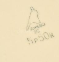 Orosz népi dekoros tányér, Kobalt, jelzett, hibátlan d: 24 cm