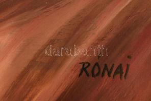 Rónai Antal  (1924-): Pihenés (Fekvő női akt). Olaj, farost, jelzett, keretben, 50×90 cm