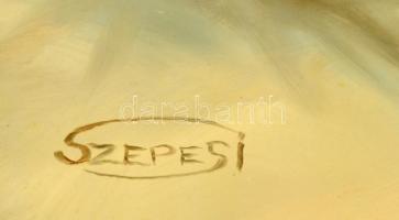 Szepesi Andor (1954-): Ülő akt. Olaj, farost, jelzett, keretben, 50×40 cm