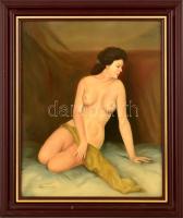 Szepesi Andor (1954-): Ülő akt. Olaj, farost, jelzett, keretben, 50×40 cm