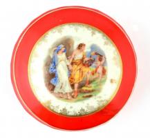 Drasche bonbonnier. Matricás, jelzett, kopásokkal d:9 cm