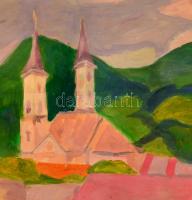 Kádár jelzéssel: Templom. Olaj, karton, 47×63 cm