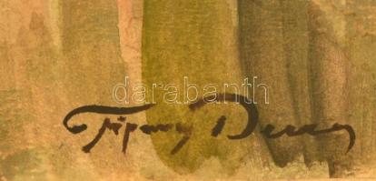 Tipary jelzéssel: Háztetők. Akvarell, papír, foltos, keretben, 33×44 cm