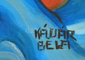 Kádár jelzéssel: Piros gyöngyös akt. Tempera, karton, foltos, 64×47 cm