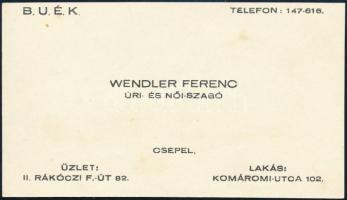 cca 1943 Csepel, Ifj. Weinper Gyula műbútorasztalos megrendelőlapja és Wendler Ferenc úri- és női sz...