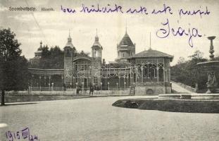 1915 Szombathely, Kioszk, szökőkút, étterem terasz. Kiadja Donáth Gyula (Rb)
