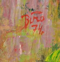 Biró Ferenc (1921-2001): Virágcsendélet, olaj, farost, jelzett, fa keretben, 66×50 cm