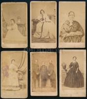 cca 1870 8 db vizitkártya méretű fotó, részben nevesítve, megviselt állapotban