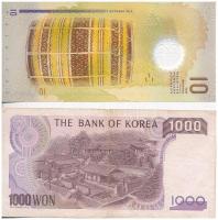 Vegyes: Dél-Korea 1983. 1000W + Maldív-szigetek 2015. 10R T:I,III
Mixed:  South Korea 1983. 1000 Wo...