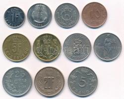 Luxemburg 1920-1990. 10c-20Fr (11xklf) T:1,2,2- Luxembourg 1920-1990. 10 Centimes - 20 Francs (11xdiff) C:UNC,XF,VF