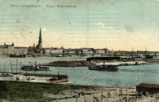 1910 Riga, Hagensberg / general view, quay, steamships (EK)