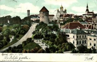 1904 Tallinn, Reval; Schmiedepforte-Anlagen, Verlag R. von der Ley / gate, tower, general view (EK)