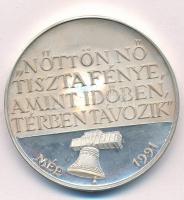 Nagy István János (1938-) 1991. "MÉE / Gróf Teleki Pál" Ag emlékérem (35.75g/0.835/42,5mm)...