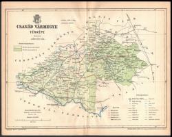 1893 Csanád vármegye térképe, készült: Posner Károly Lajos és Fia, 24×30 cm