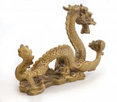 Réz sárkány figura. 12x7,6 cm