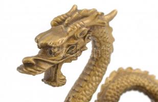 Réz sárkány figura. 12x7,6 cm