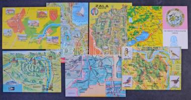 Térképek: 90 db modern képeslap, nagyrészt magyar