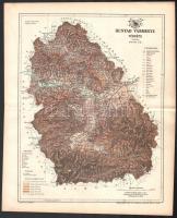 1894 Hunyad vármegye térképe, tervezte: Gönczy Pál, készült: Posner Károly Lajos és Fia, 24×30 cm