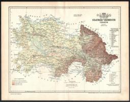 1893 Szatmár vármegye térképe, tervezte: Gönczy Pál, készült: Posner Károly Lajos és Fia, 24×30 cm