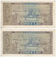 Románia 1966. 5L (2x) T:III 
Romania 1966. 5 Lei (2x) C:F