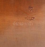 Iparművész réz doboz, fa betéttel, jelzett (Kállay), 24,5×12,5 cm