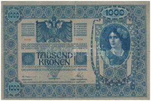 1913. 20K + 1914. 50K + 1902. 1000K piros "MAGYARORSZÁG" körbélyegzővel T:III,III-