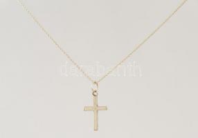 Ezüst(Ag) lánc, kereszt függővel, jelzett, h: 38 cm, 2×1,5 cm, nettó: 1,9 g