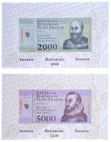 Sopron 2010. 500 Kékfrank + 1000 Kékfrank + 2000 Kékfrank + 5000 Kékfrank + 10.000 Kékfrank + 20.000...