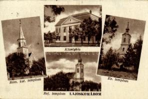 1950 Lajoskomárom, Római katolikus templom, Községháza, Református templom, Evangélikus templom