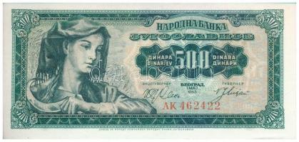 Jugoszlávia 1963. 500D T:I Yugoslavia 1963. 500 Dinara C:UNC
