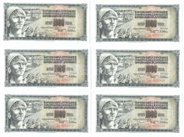 Jugoszlávia 1978. 1000D (15x) sorszámkövetők, valamint mindegyiken nyomdahiba "GUVERNE" + ...