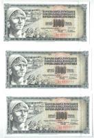 Jugoszlávia 1978. 1000D (15x) sorszámkövetők, valamint mindegyiken nyomdahiba "GUVERNE" + ...